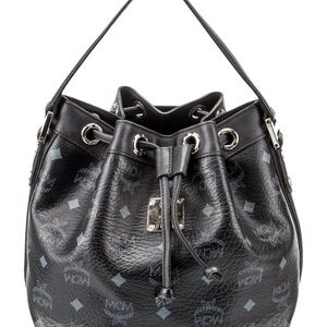 Excellent Condition Authentic MCM Visetos “Essential” Drawstring Bucket Bag